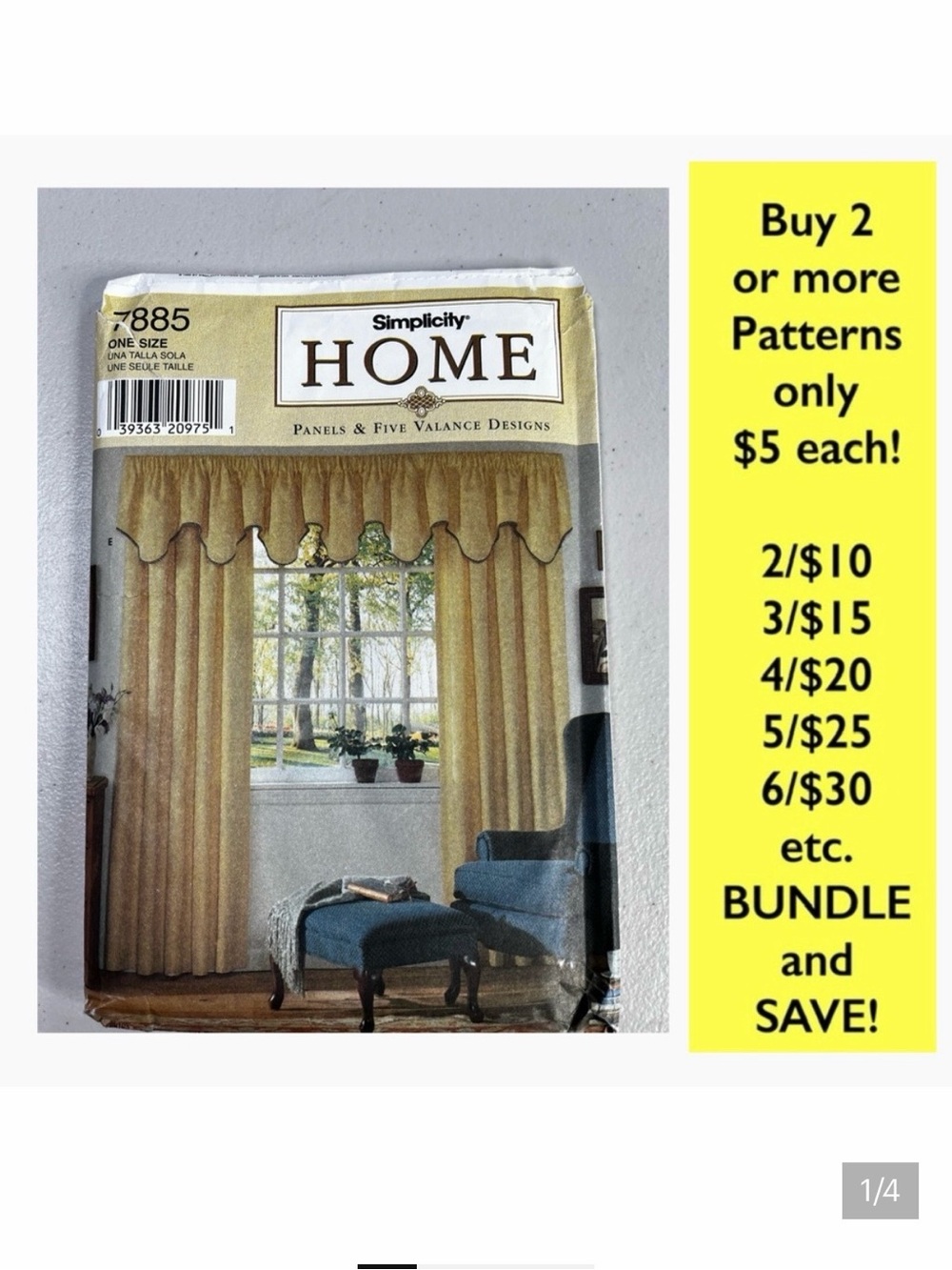 Simplicity Home Pattern 7885, for Panels & Valances, Uncut, Factory Folded